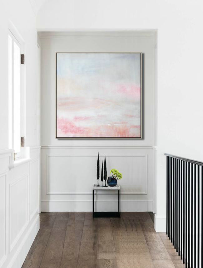 Huge Abstract Painting On Canvas,Oversized Abstract Painting,Oversized Custom Canvas Art,White,Gray,Pink.etc